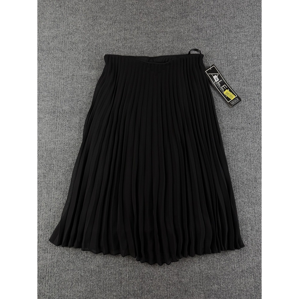 Alex Evenings Skirt Womens Petite‎ P/P Black Pleated Chiffon Midi Lined Formal